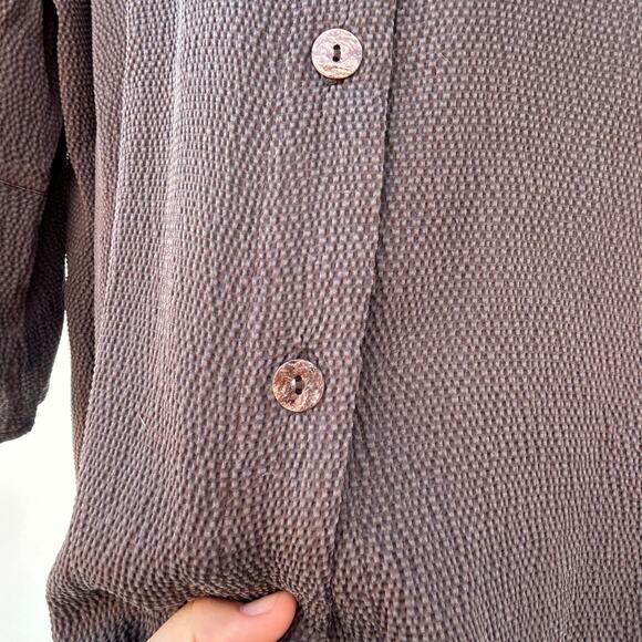 Citron Santa Monica Silk Blend Textured Brown Tunic Blouse 1X XL Top - Picture 7 of 10